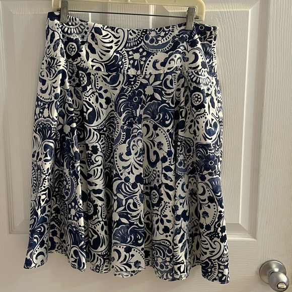 Lauren Ralph Lauren Batik Paisley Blue White Skirt Size 8 100% Cotton NWT - Picture 5 of 7